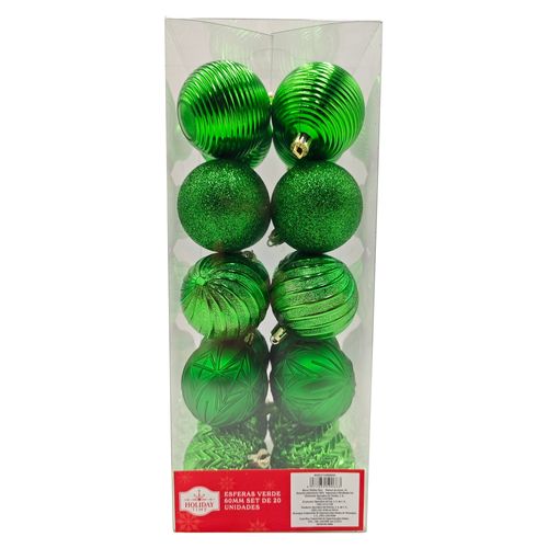 Esferas Holiday Time color verde -60 mm/20 uds