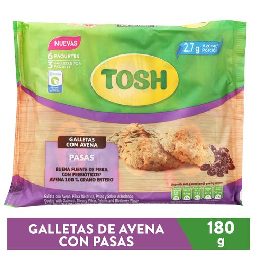 Galleta Tosh con avena y pasas 6 Uds - 180 g