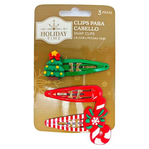 Clip para cabello Holiday Time navideño