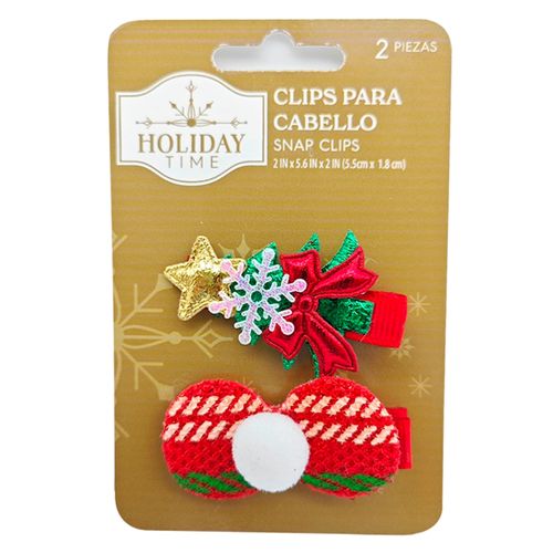 Clip para cabello Holiday Time navideño