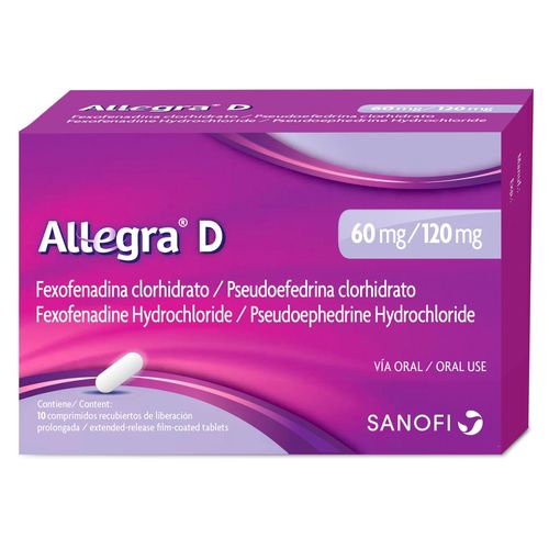 Tabletas recubiertas Allegra D 60/120 mg caja - 10 Uds