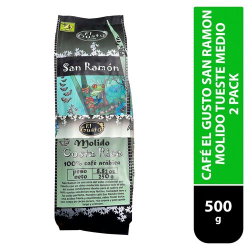 Café El gusto San Ramon Molido Tueste Medio 2 Pack - 500 g