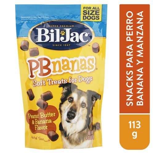 Bocadillo Bil Jac para perro sabor banano y mantquilla de maní - 113 g
