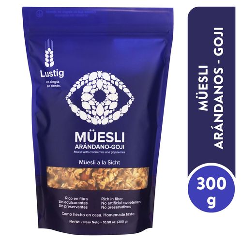 Müesli Lustig Textura suave y fina de Arándano Goji -300gr