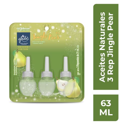 Aromatizante Glade Edición Limitada Aceites Naturales 3 Repuestos Jingle Pear de 21 ml c/u