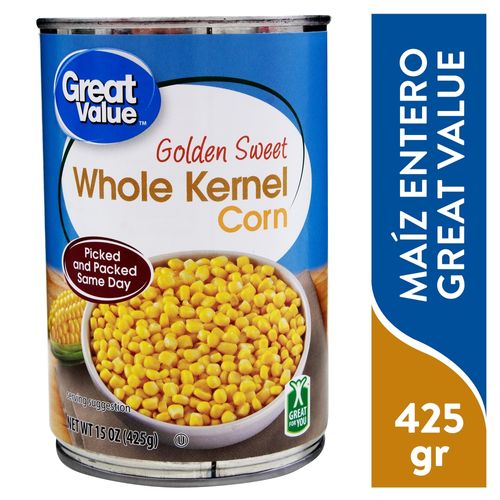 Maíz dulce Great Value, grano entero, lata - 425g