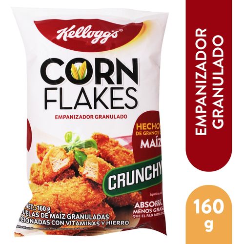 Empanizador Granulado Kellogg's Corn Flakes Sabor Original - Hojuelas de Maíz Granuladas que Absorben Menos Grasa que el Pan Molido, 1 Caja - 160 g