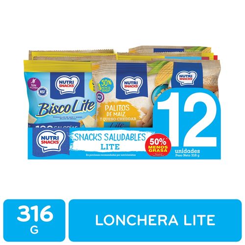 Snacks Nutrisnacks Saludables Lite, Surtido Bajo En Grasa 12 Pack - 316g