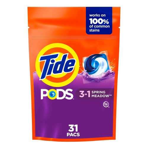 Detergente en Cápsulas Tide Pods Spring Meadow para Ropa Blanca y Color - 9 uds