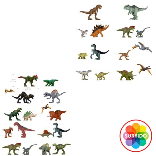 Figura Mattel jurassic world mini dino coleccionable - 2 pz