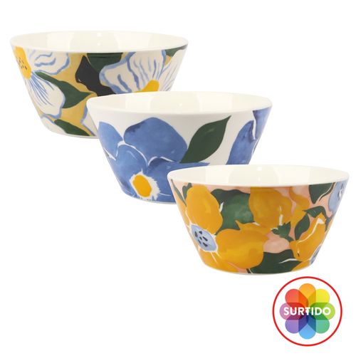 Tazón de porcelana Mainstays, Floral Surtido