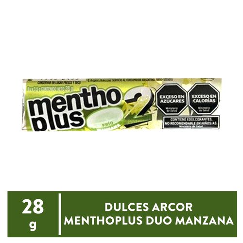 Dulces Arcor Menthoplus Duo Manzana- 28 g