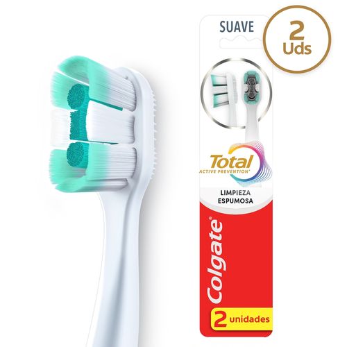 Cepillo Dental Colgate Total Limpieza Espumosa Suave - 2 pzas