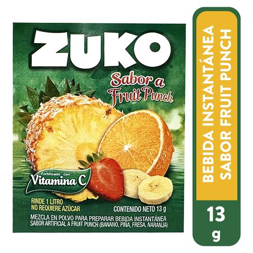 Bebida en polvo Zuko sabor fruit punch - 13 g