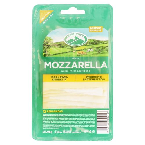 Queso Monteverde Mozzarella Rebanado -226 gr