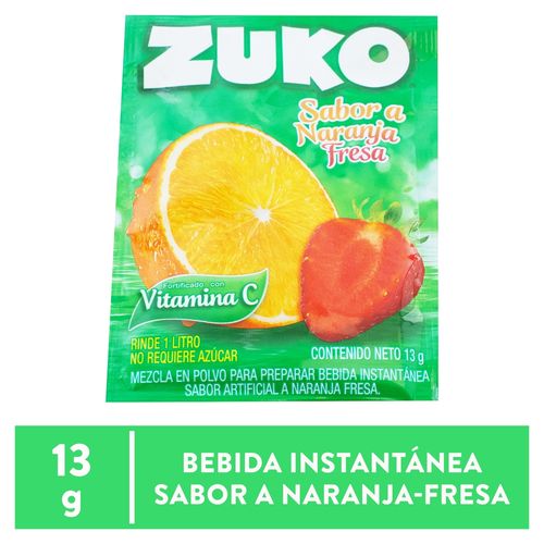 Bebida en Polvo Zuko Naranja Fresa - 13 g
