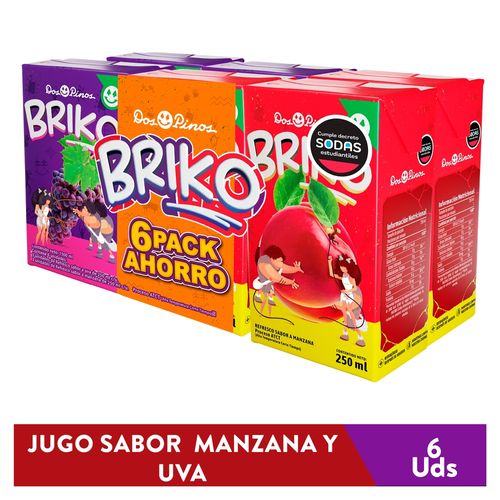 Refrescos Briko Dos Pinos, Uva y Manzana 6Pack Surtido -250ml