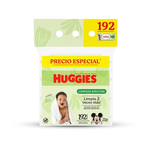 Toallitas Húmedas Huggies Limpieza Efectiva Desechables - 192 uds