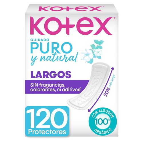 Protectores Diarios Kotex Puro y Natural Largos -120 Uds