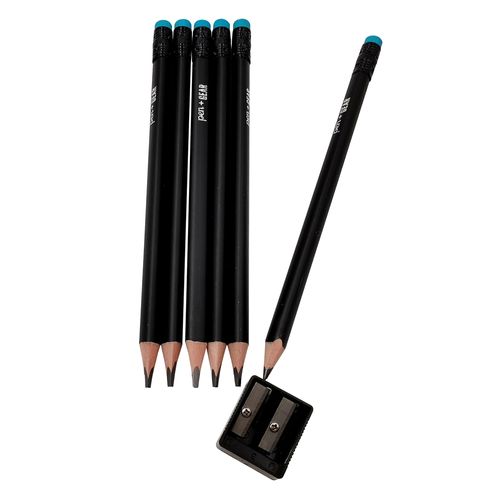 Lápices Pen Gear grafito con tajador -6 uds