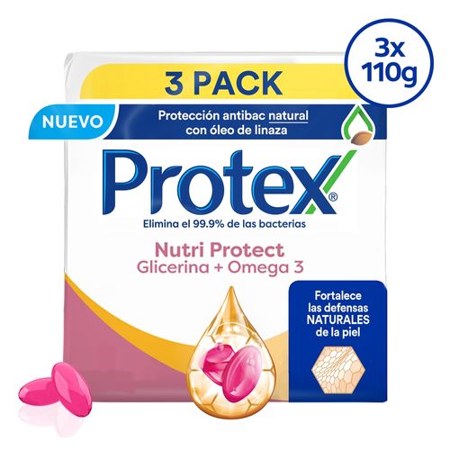 Jabón de Tocador Antibacterial Protex Nutri Protect Omega 3 Pack -110 g