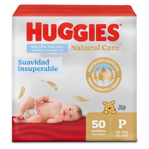 Pañales Huggies Natural Care Etapa 1/P Suavidad Insuperable - 50 uds