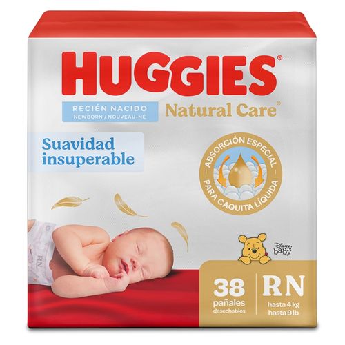 Pañales Huggies Natural Care Etapa 0/RN Suavidad Insuperable - 38 uds