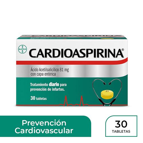 Prevención Cardiovascular Bayer Cardioaspirina caja -30 tabletas