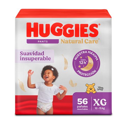 Pañales Huggies Natural Care Pants Etapa 4/XG  Suavidad Insuperable - 56 uds