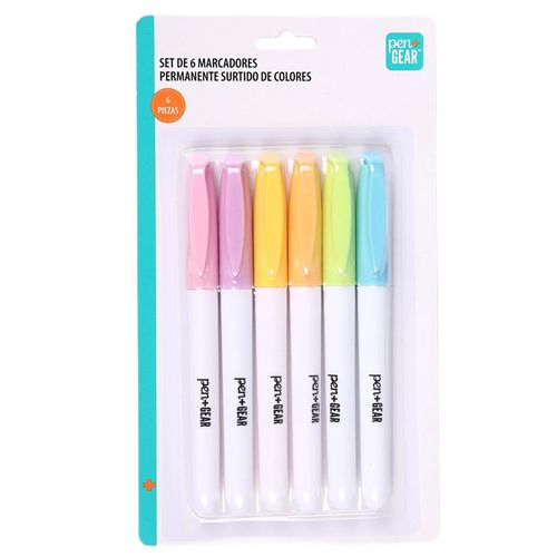 Marcadores Pen Gear permanentes Colores pastel - 6 pzas