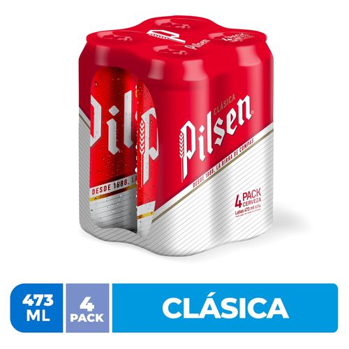 Cerveza Pilsen Clásica Lata 4Pack - 473 ml c/u