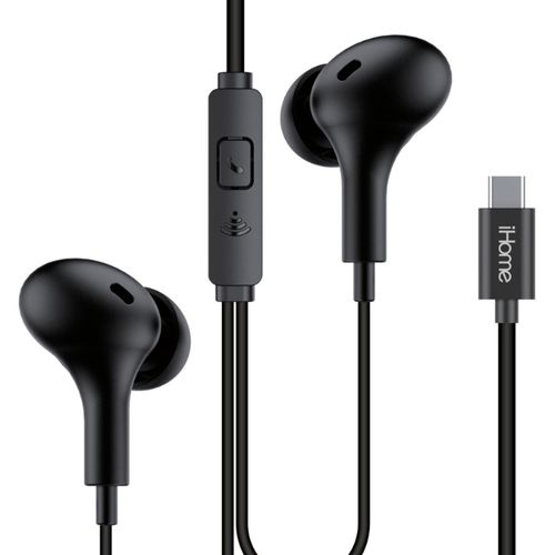 Audífonos iHome de Cable Tipo C Color Negro Compatible Con Siri y Google