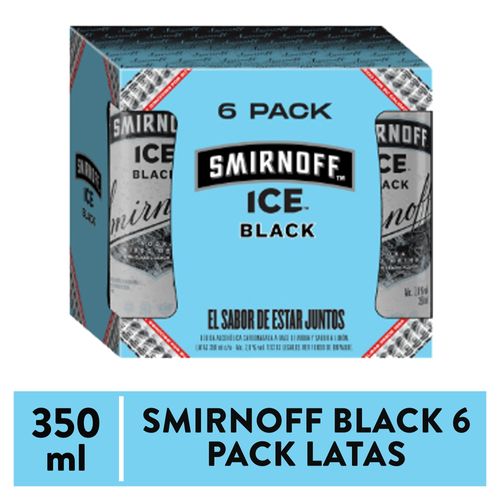 Smirnoff Black 6 Pack Latas - 350 ml