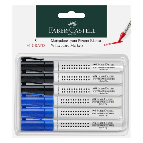 Marcador Faber Castell Acrilico 3 Negros y 3 Azules - 6 uds