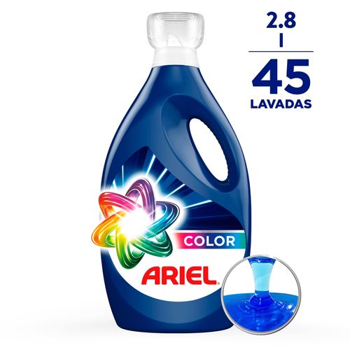 Detergente Líquido Ariel Color remueve manchas y cuida el color para ropa blanca y de color 45 lavadas -2,8 L