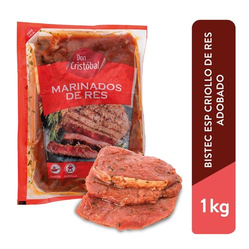 Bistec De Res Especial Criollo Marinado Don Cristobal, Empacado, Precio indicado por Kilo