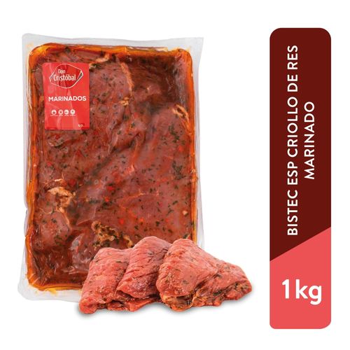 Bistec De Res Especial Criollo Marinado Don Cristobal Tamaño Grande, Empacado, Precio indicado por Kilo