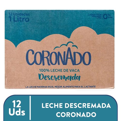 Leche Coronado Uht descremada 0% grasa 12 pack - 12000 ml