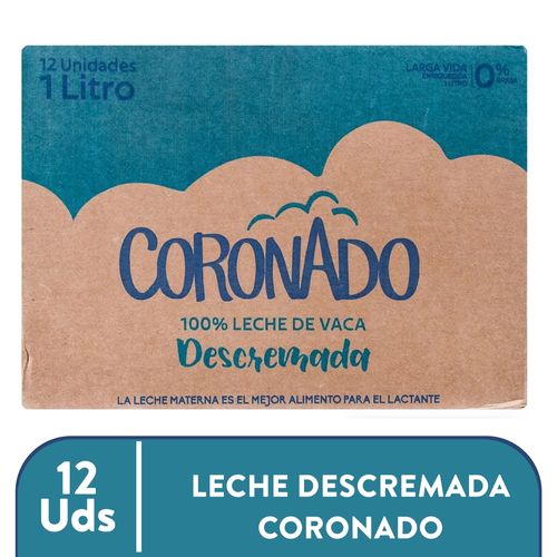 12 Pack Leche Coronado Uht Descremada 0% Grasa - 12000Ml