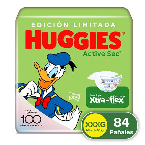 Pañales Huggies Active Sec Etapa 6/XXXG  Más Comodida y Absorción - 84 uds