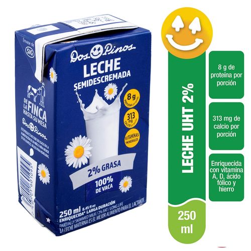 Leche Dos Pinos Líquido Semidescremada 2% Grasa -250ml