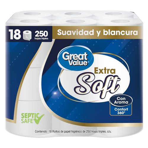 Papel Higiénico Great Value Triple Hoja Extra Suave - 18 Rollos