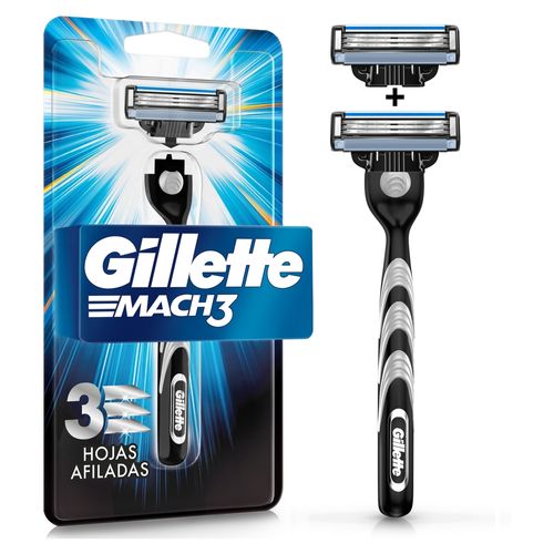 Rasuradora Gillette Mach3 + 2 Repuestos con 3 Hojas