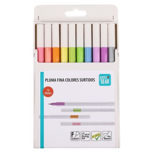Bolígrafos Pen Gear pluma fina de colores -10 uds