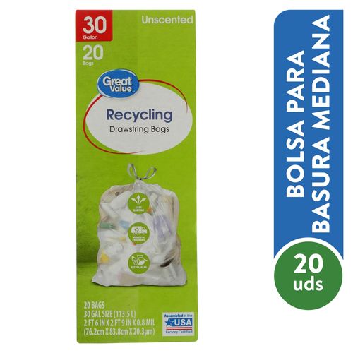 Bolsa Great Value Para Basura Mediana - 20 Unidades