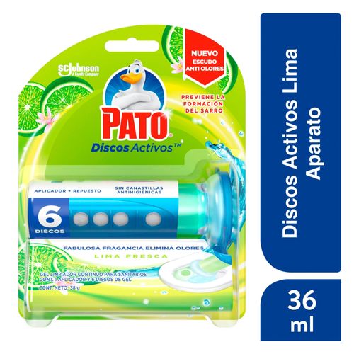 Discos Activos Pato Baños Cítrico Lima Fresca Con Un Aplicador - 36ml