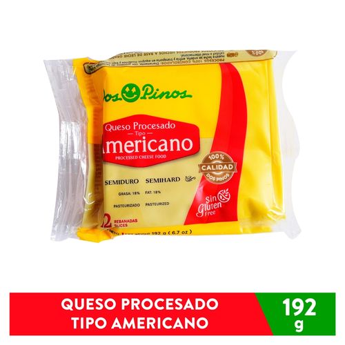 Queso Dos Pinos Procesado 12 Rebanadas - 192Gr