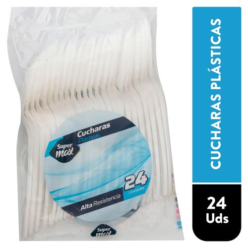 Cuchara Supermax desechable blanco - 24 uds