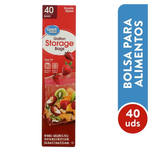 Bolsa Great Value Alimentos Almacena - 40unidades