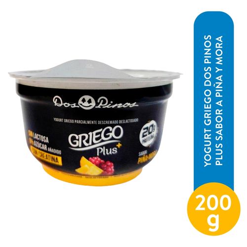 Yogurt Dos Pinos Griego Piña y Mora - 200 g